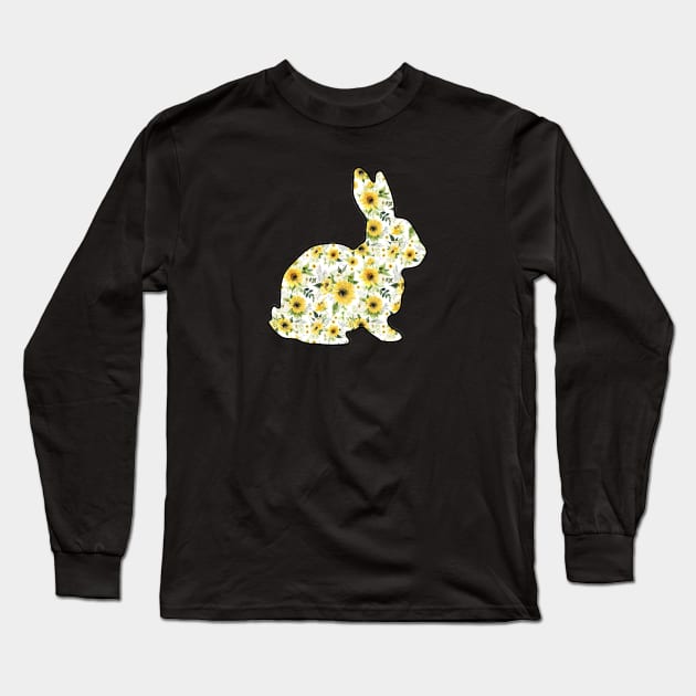 Watercolor Sunflower Show Rabbit - NOT FOR RESALE WITHOUT PERMISSION Long Sleeve T-Shirt by l-oh